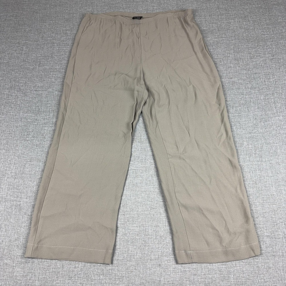 Eileen Fisher Cropped Wide-Leg Pants in Light Taupe